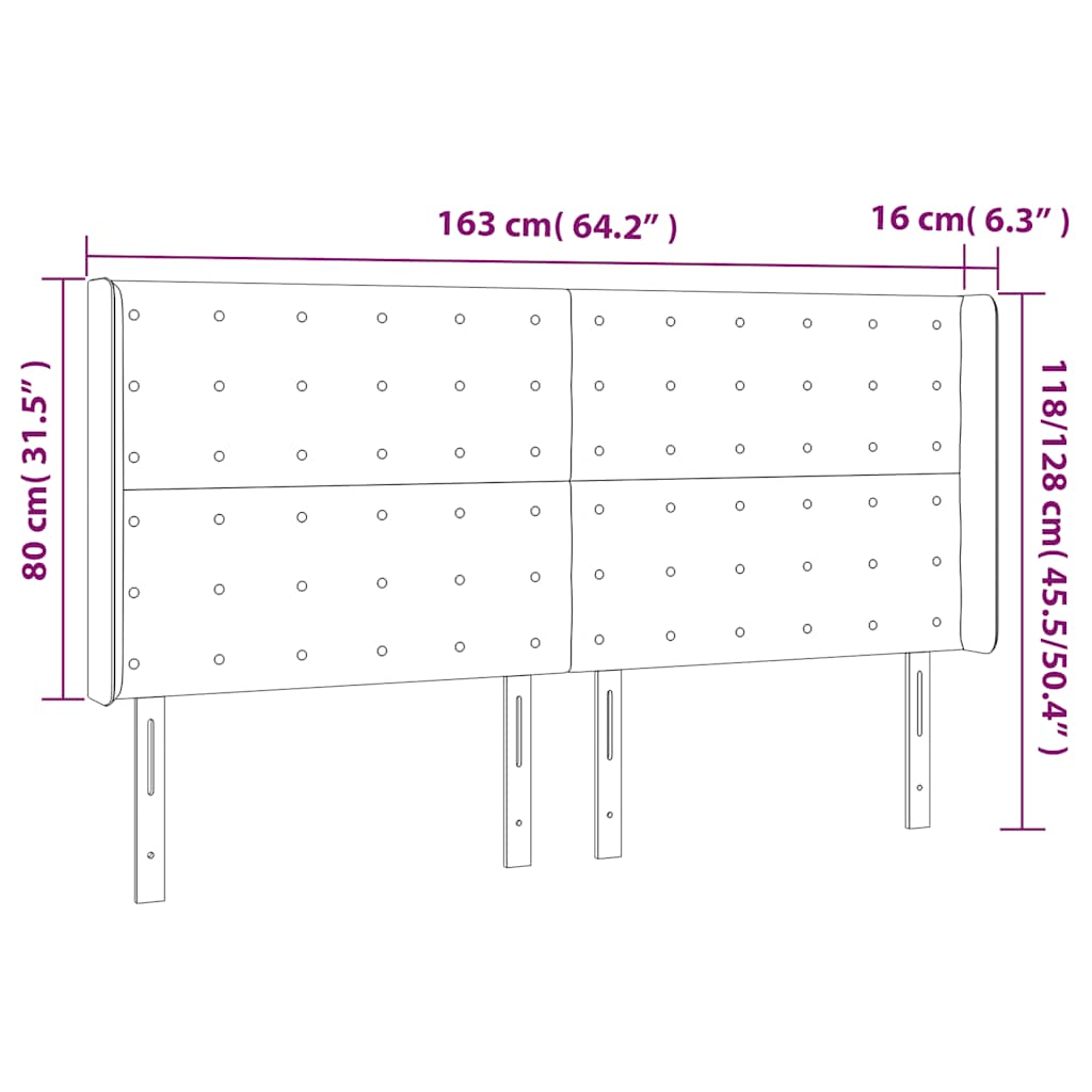 Κεφαλάρι Κρεβατιού LED Σκούρο Πράσινο 163x16x118/128 εκ - Pakobazaar