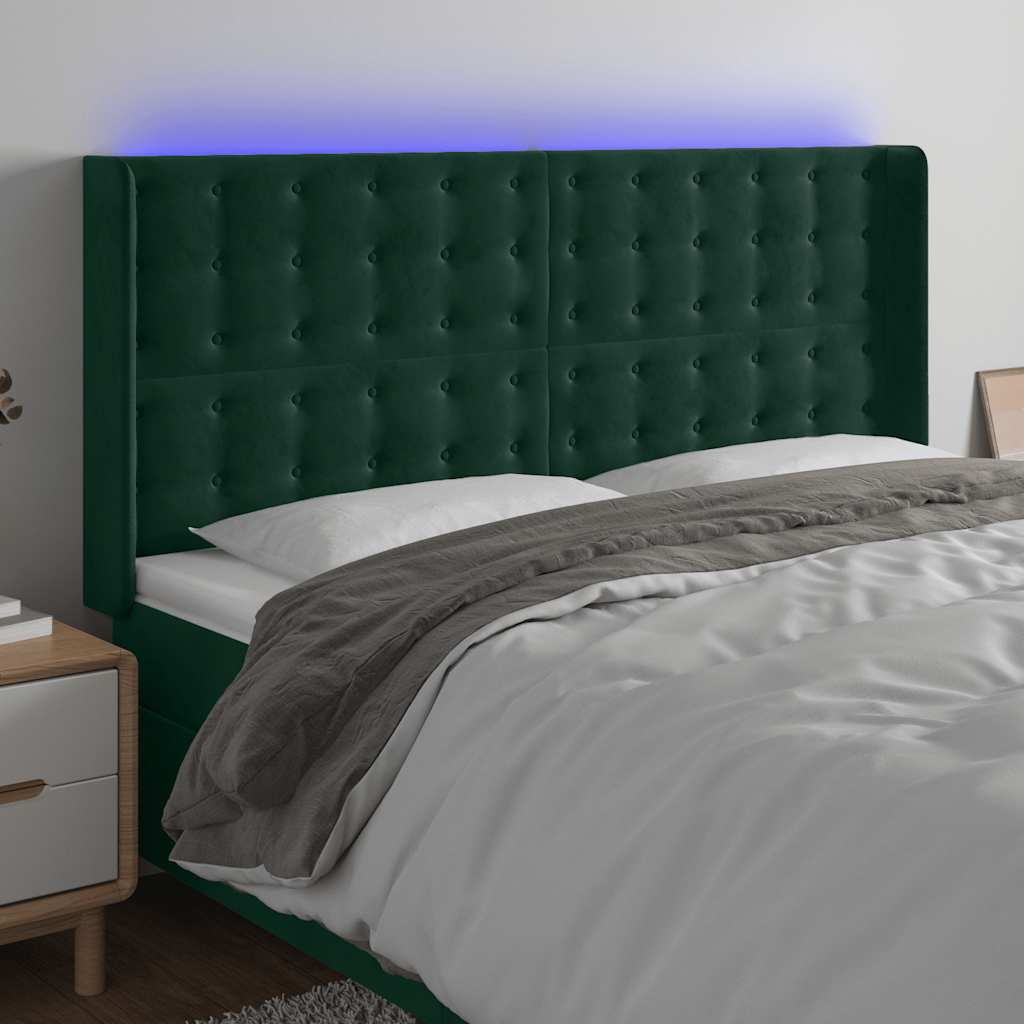 Κεφαλάρι Κρεβατιού LED Σκούρο Πράσινο 163x16x118/128 εκ - Pakobazaar