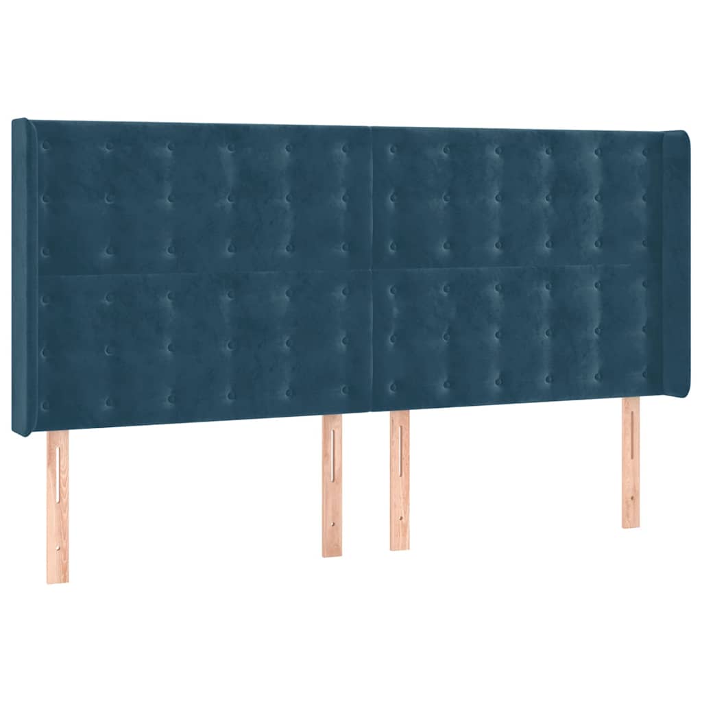 Κεφαλάρι Κρεβατιού LED Σκούρο Μπλε 163x16x118/128 εκ. Βελούδινο - Pakobazaar