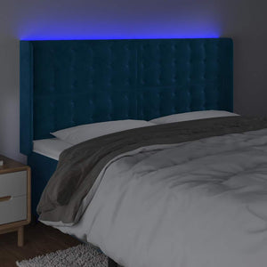 Κεφαλάρι Κρεβατιού LED Σκούρο Μπλε 163x16x118/128 εκ. Βελούδινο - Pakobazaar