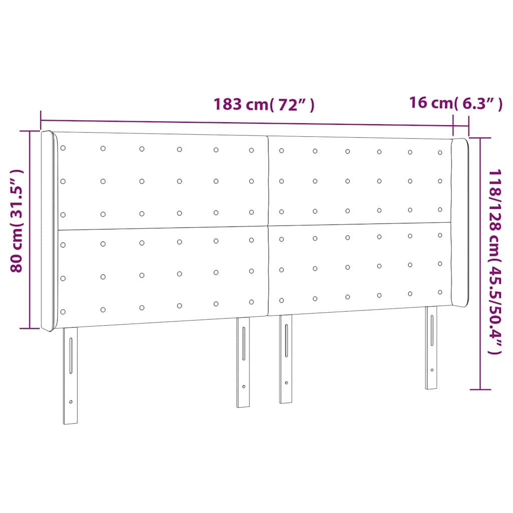 Κεφαλάρι Κρεβατιού LED Σκούρο Μπλε 183x16x118/128 εκ. Βελούδινο - Pakobazaar
