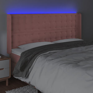 Κεφαλάρι Κρεβατιού LED Ροζ 183x16x118/128 εκ. Βελούδινο