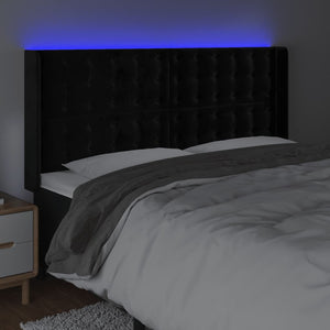 Κεφαλάρι Κρεβατιού LED Μαύρο 203x16x118/128 εκ. Βελούδινο - Pakobazaar