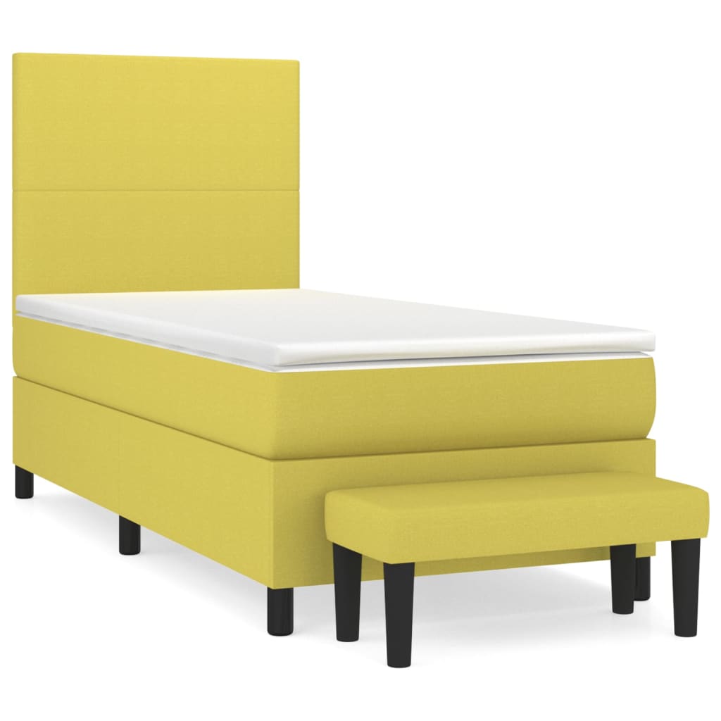 Κρεβάτι Boxspring με Στρώμα Ανοιχτό πράσινο 80x200εκ.Υφασμάτινο - Pakobazaar