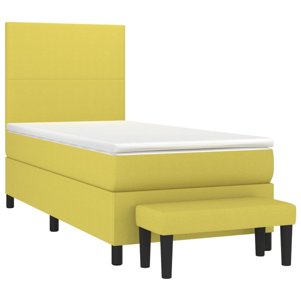 Κρεβάτι Boxspring με Στρώμα Ανοιχτό πράσινο 80x200εκ.Υφασμάτινο - Pakobazaar