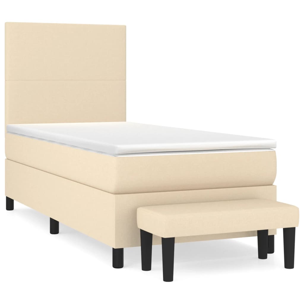 Κρεβάτι Boxspring με Στρώμα Κρεμ 90x190 εκ.Υφασμάτινο