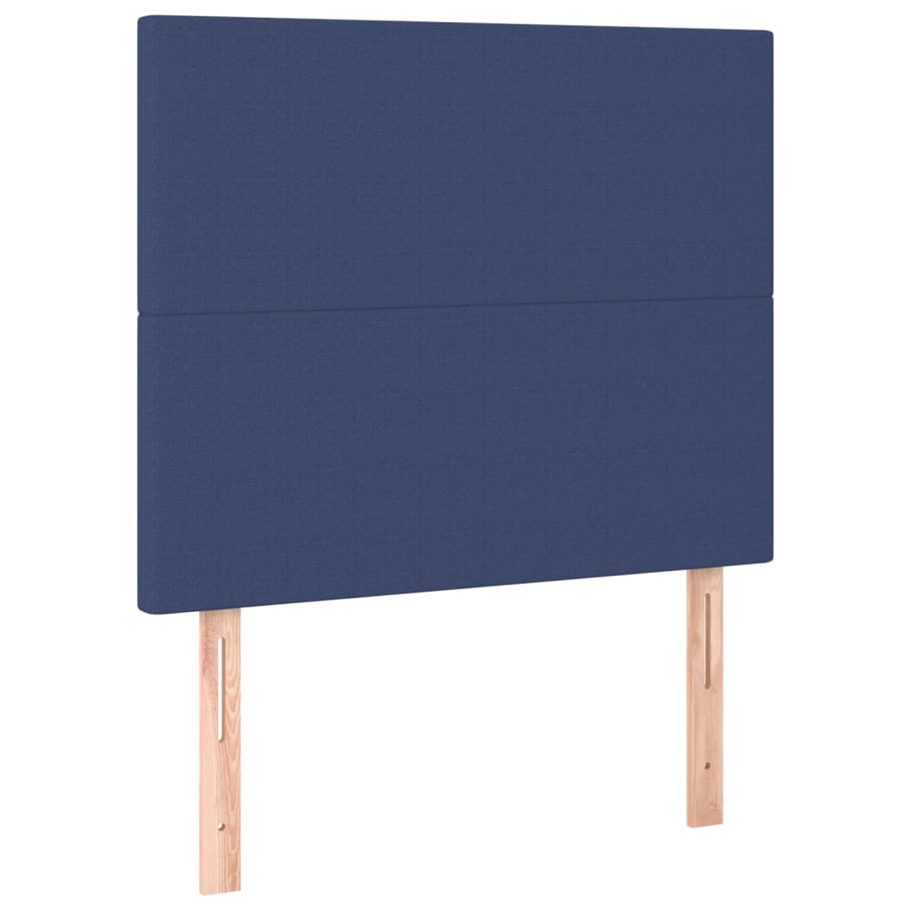 Κρεβάτι Boxspring με Στρώμα Μπλε 90x200 εκ.Υφασμάτινο