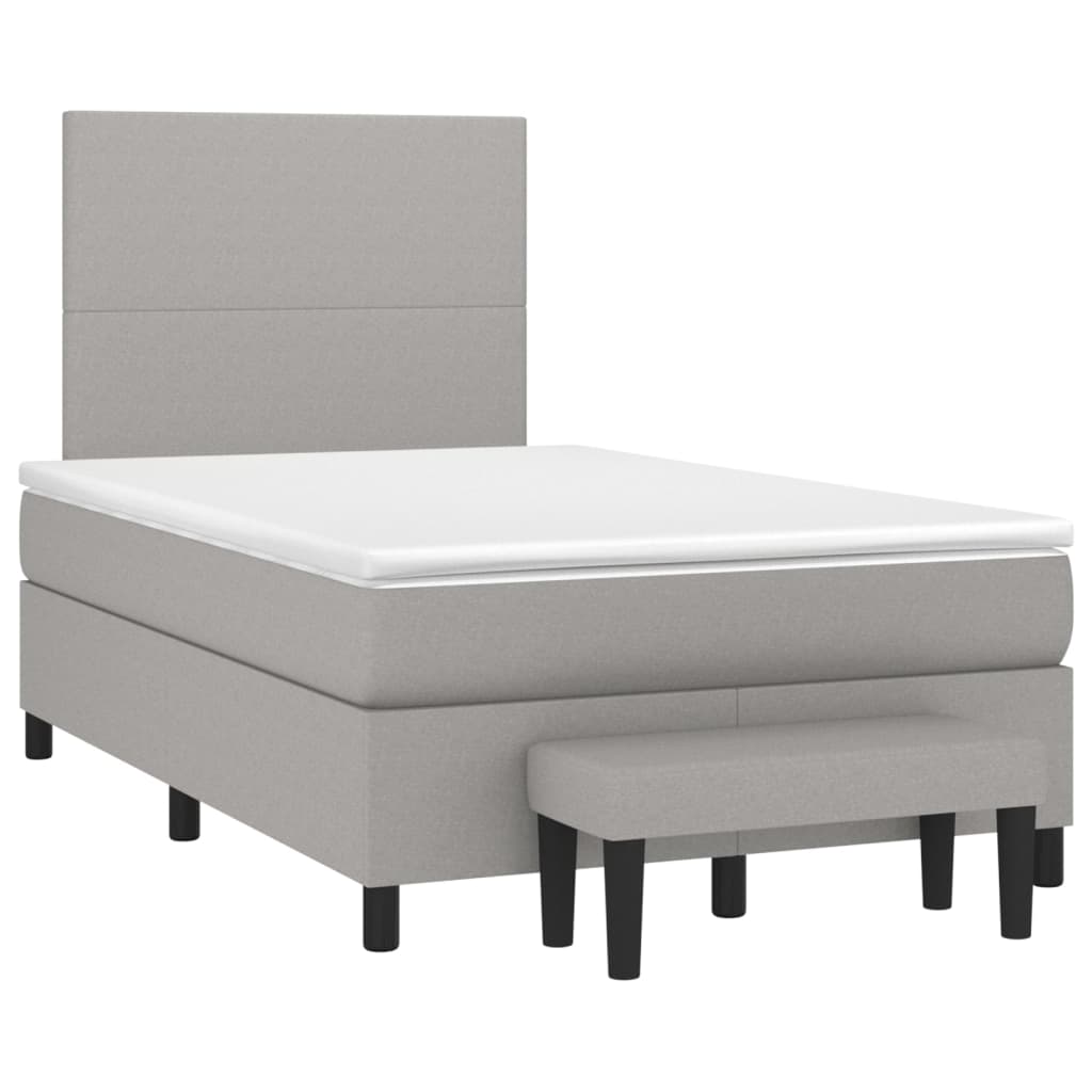 Κρεβάτι Boxspring με Στρώμα Ανοιχτό Γκρι 120x200 εκ. Υφασμάτινο