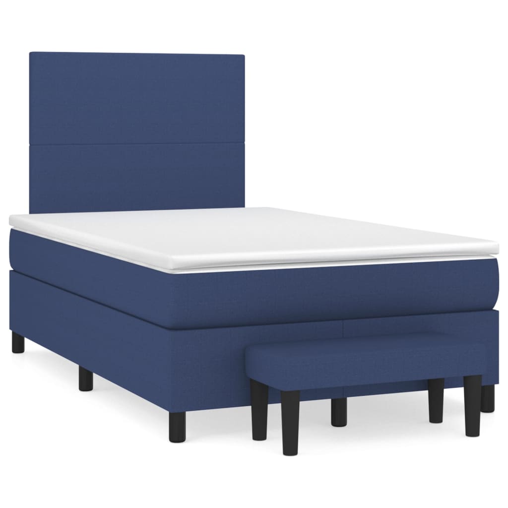 Κρεβάτι Boxspring με Στρώμα Μπλε 120x200 εκ. Υφασμάτινο - Pakobazaar