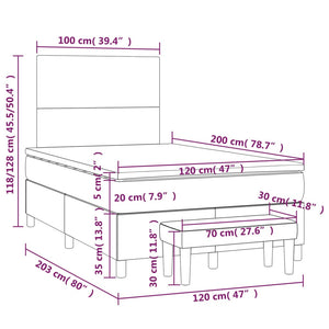 Κρεβάτι Boxspring με Στρώμα Μπλε 120x200 εκ. Υφασμάτινο - Pakobazaar