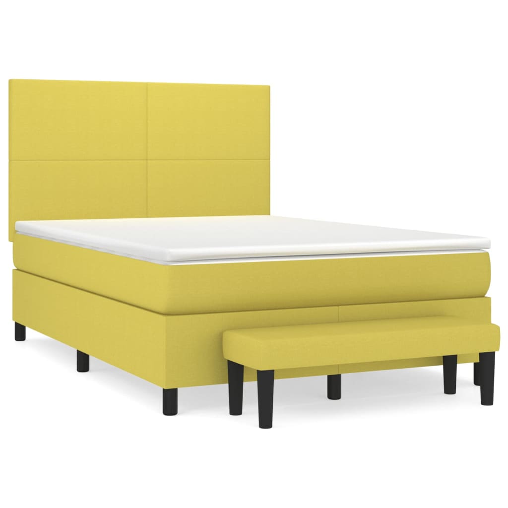 Κρεβάτι Boxspring με Στρώμα Ανοιχτό πράσινο140x190εκ.Υφασμάτινο
