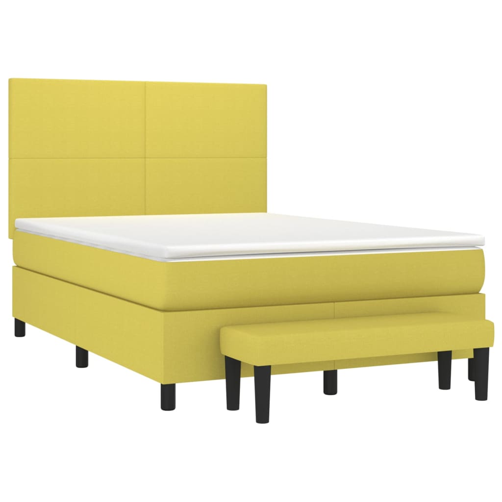Κρεβάτι Boxspring με Στρώμα Ανοιχτό πράσινο140x190εκ.Υφασμάτινο