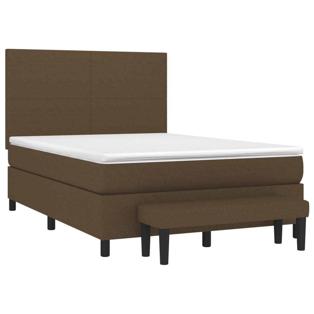 Κρεβάτι Boxspring με Στρώμα Σκούρο Καφέ 140x200 εκ Υφασμάτινο