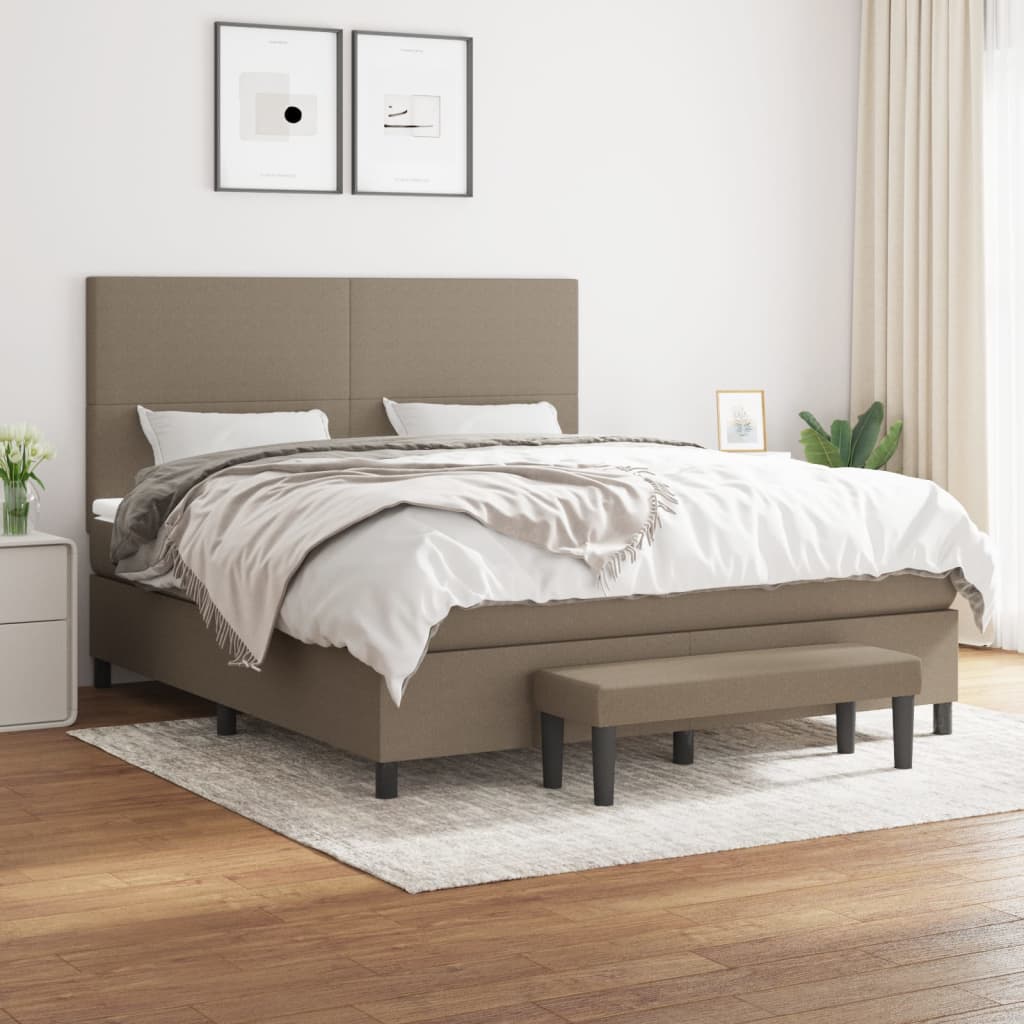 Κρεβάτι Boxspring με Στρώμα Taupe 160x200 εκ. Υφασμάτινο