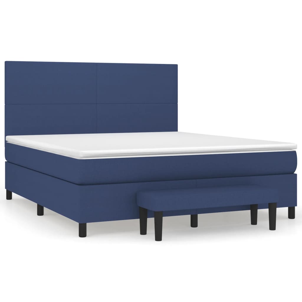 Κρεβάτι Boxspring με Στρώμα Μπλε 160x200 εκ. Υφασμάτινο