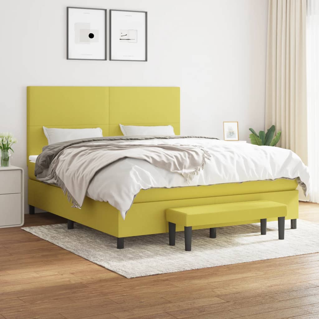 Κρεβάτι Boxspring με Στρώμα Αν. Πράσινο 120x190εκ Υφασμάτινο