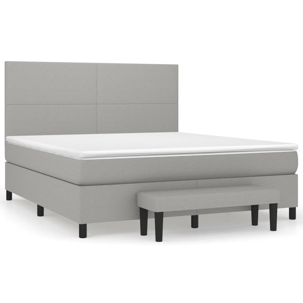 Κρεβάτι Boxspring με Στρώμα Ανοιχτό Γκρι 180x200 εκ. Υφασμάτινο