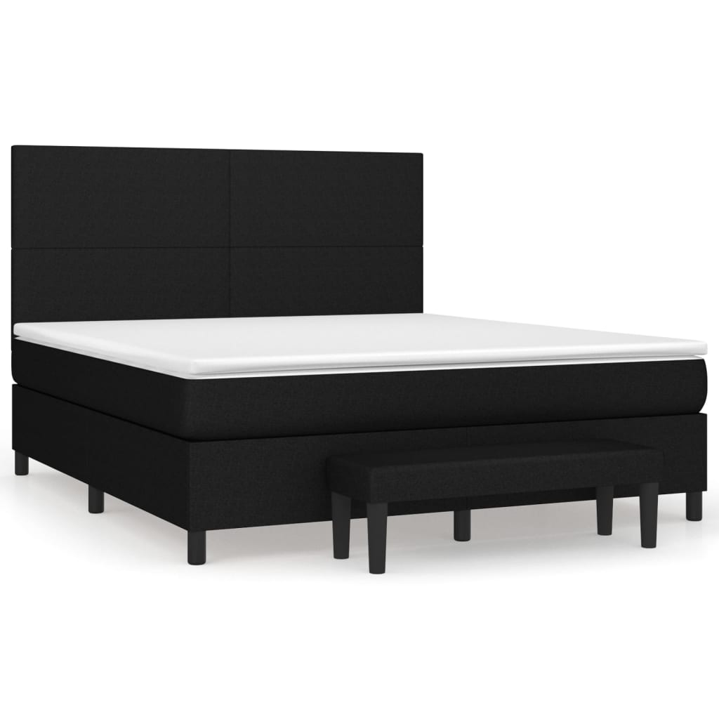 Κρεβάτι Boxspring με Στρώμα Μαύρο 180x200 εκ. Υφασμάτινο