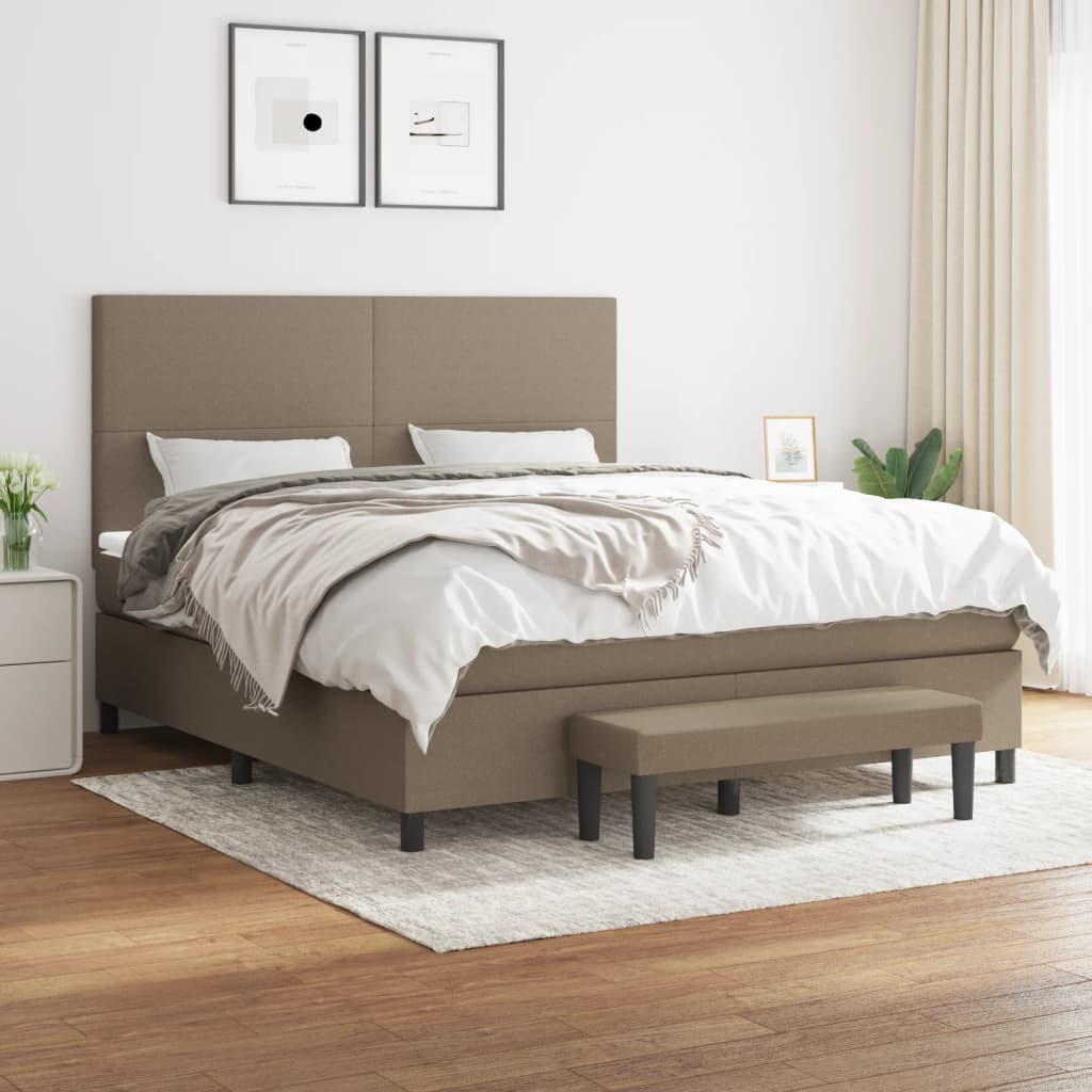Κρεβάτι Boxspring με Στρώμα Taupe 180x200 εκ. Υφασμάτινο
