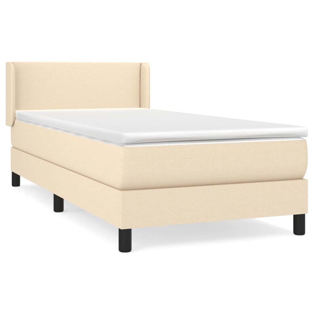 Κρεβάτι Boxspring με Στρώμα Κρεμ 90x190 εκ.Υφασμάτινο