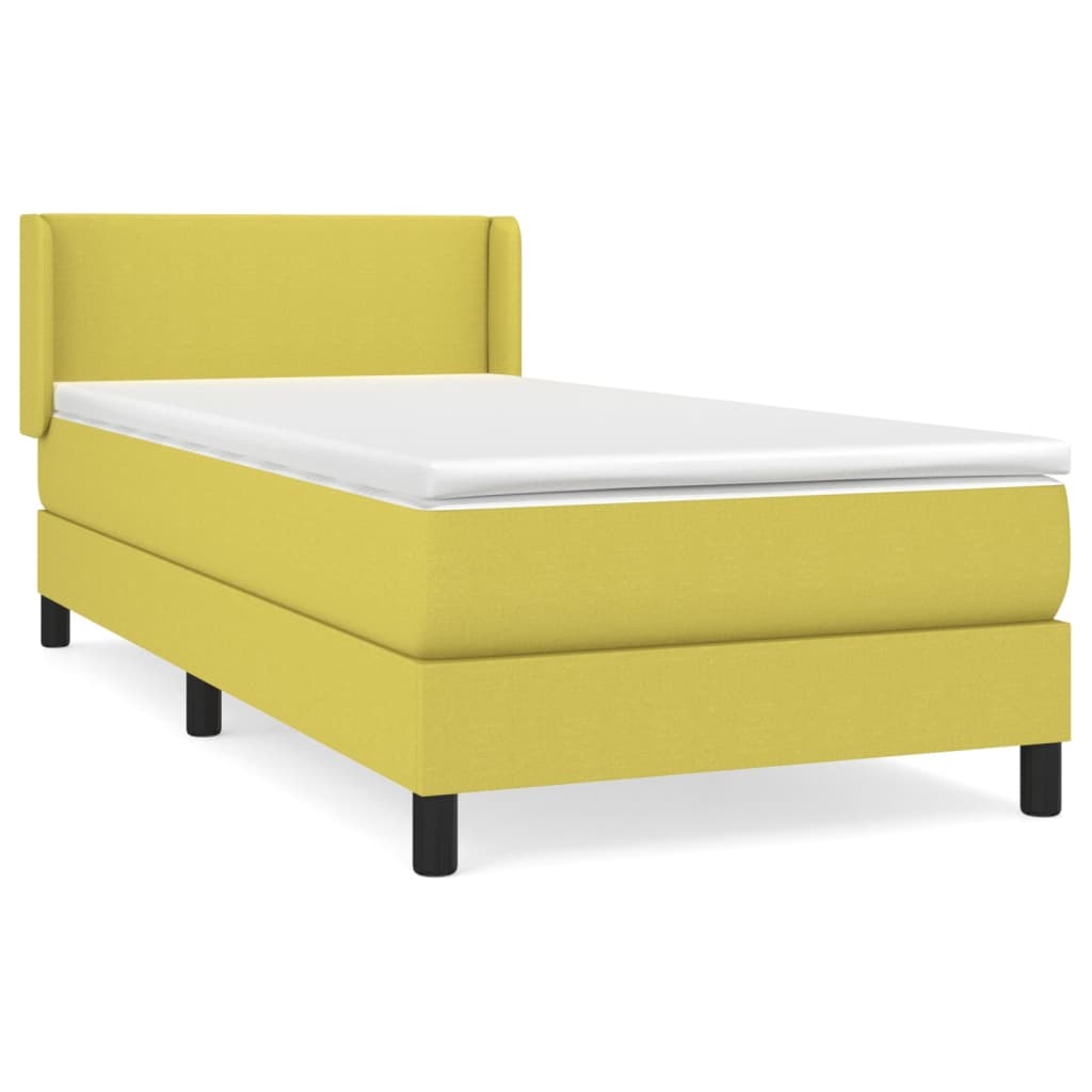 Κρεβάτι Boxspring με Στρώμα Πράσινο 90x200 εκ. Υφασμάτινο