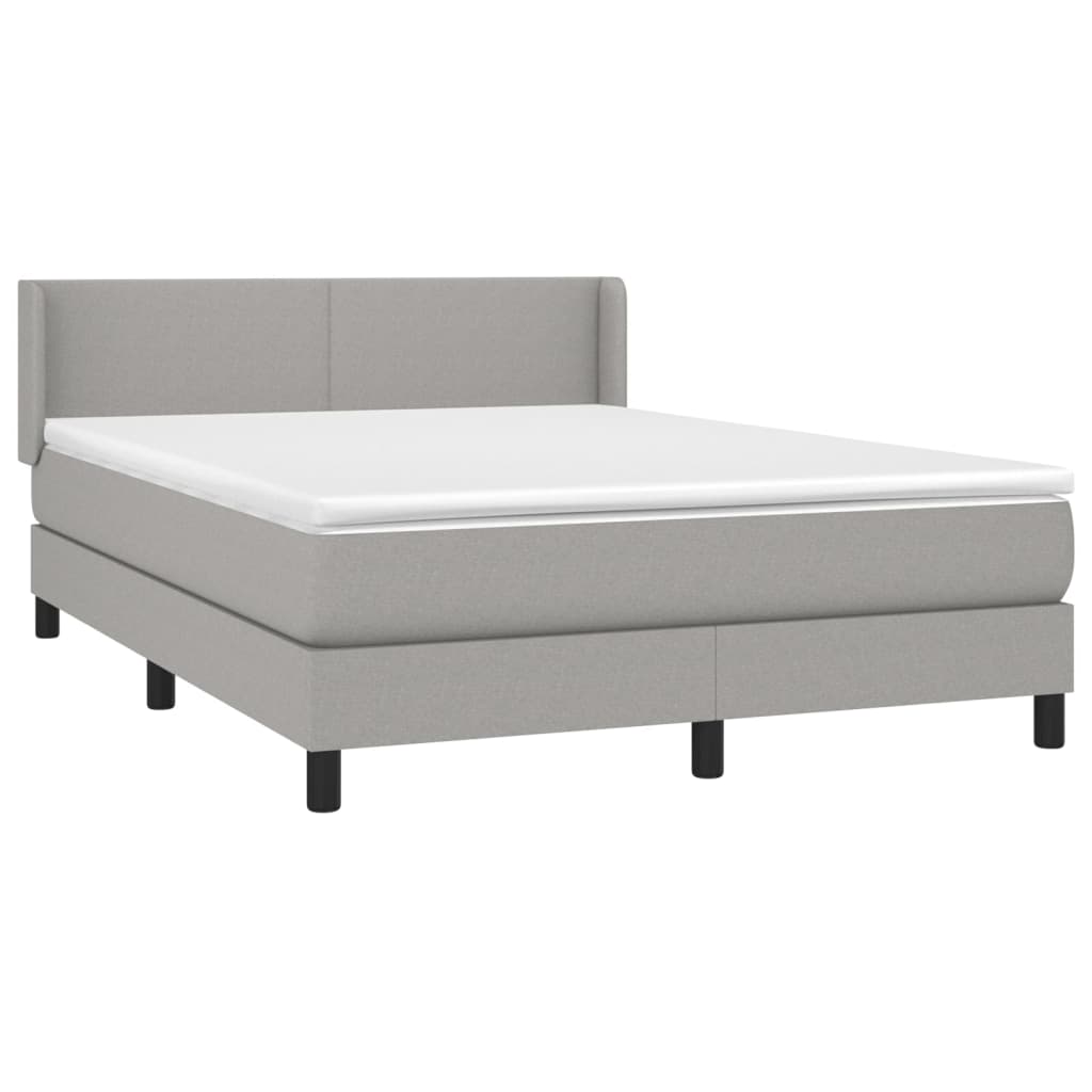 Κρεβάτι Boxspring με Στρώμα Ανοιχτό Γκρι 140x190 εκ. Υφασμάτινο