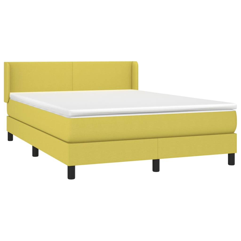Κρεβάτι Boxspring με Στρώμα Πράσινο 140x190 εκ. Υφασμάτινο