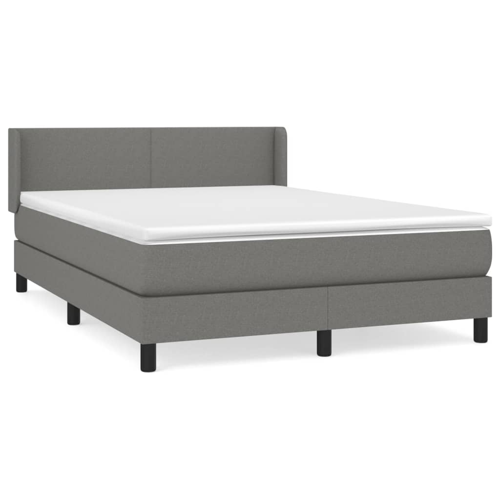 Κρεβάτι Boxspring με Στρώμα Σκούρο Γκρι 140x200 εκ Υφασμάτινο