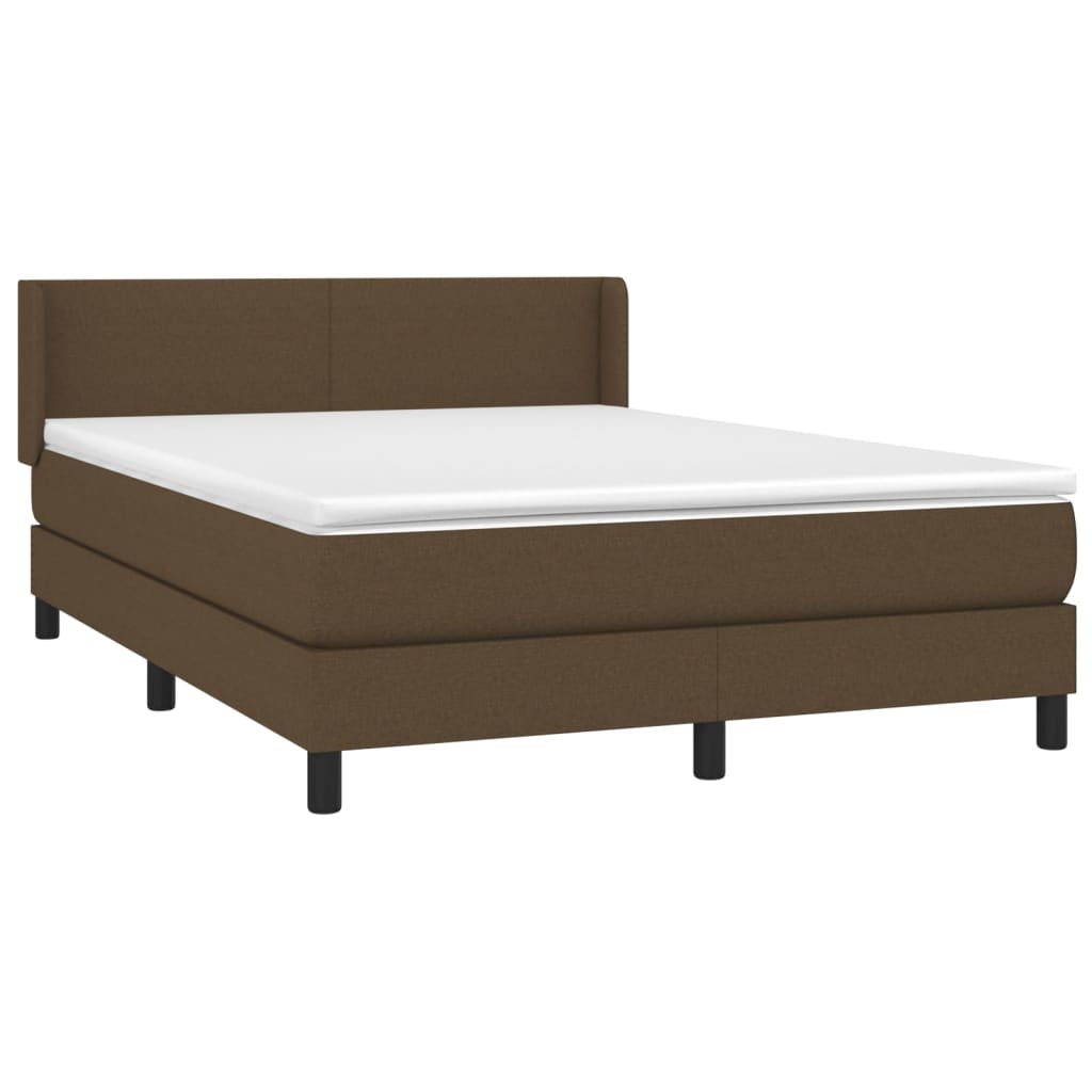 Κρεβάτι Boxspring με Στρώμα Σκούρο Καφέ 140x200 εκ Υφασμάτινο