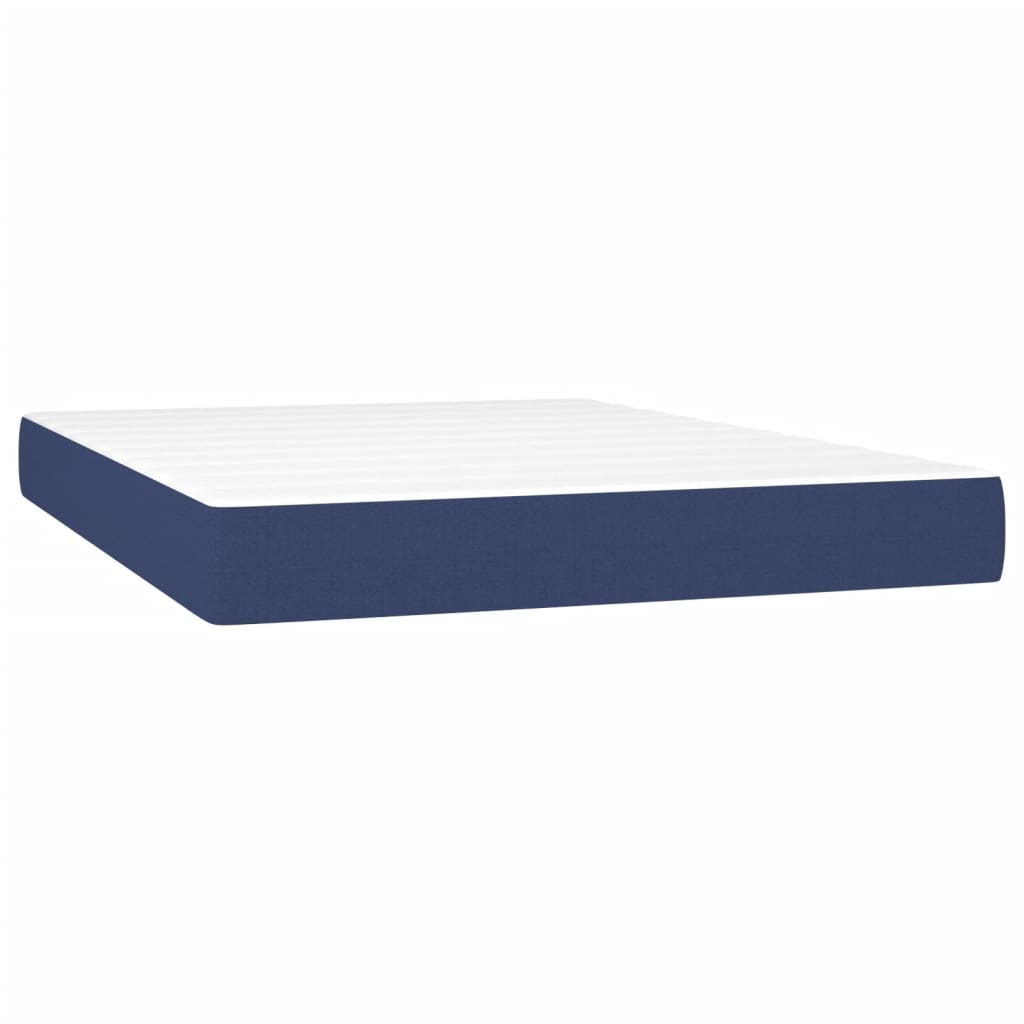 Κρεβάτι Boxspring με Στρώμα Μπλε 140x200 εκ. Υφασμάτινο