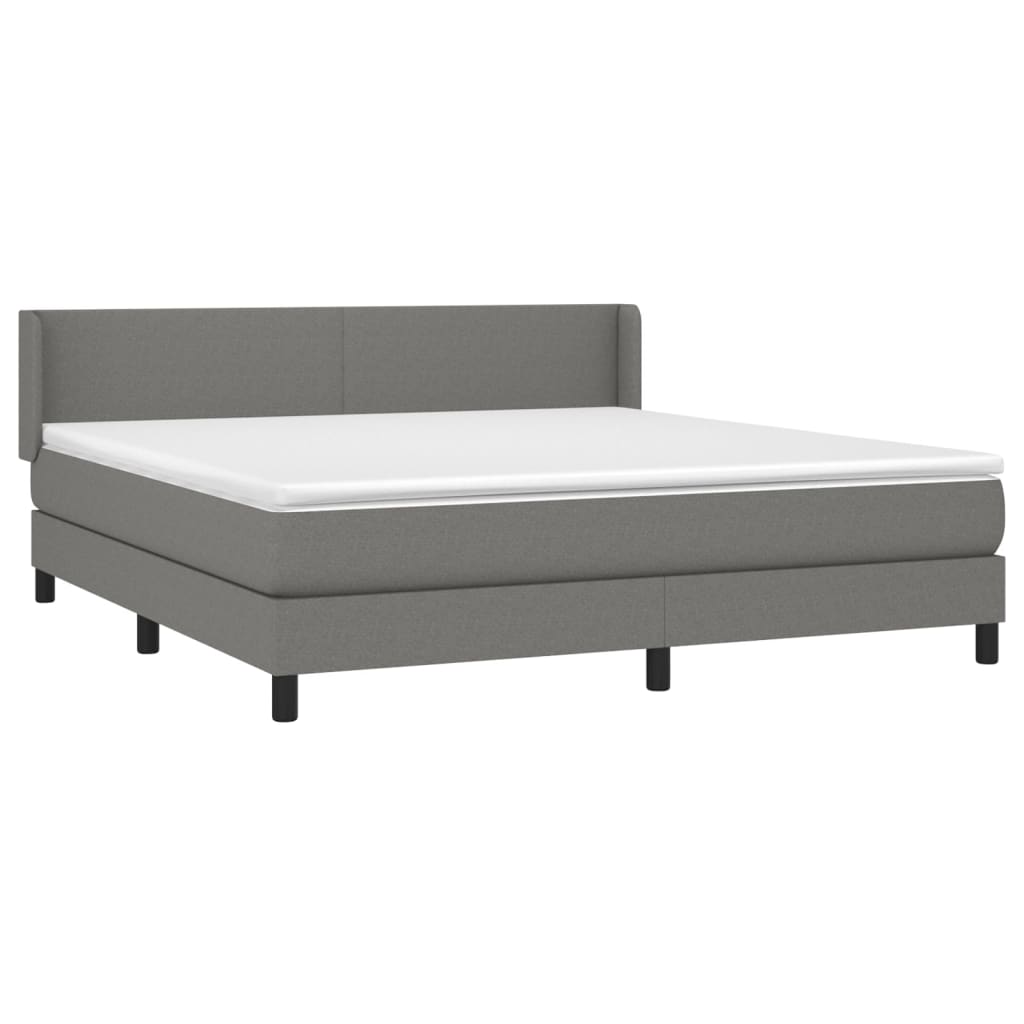 Κρεβάτι Boxspring με Στρώμα Σκούρο Γκρι 160x200 εκ Υφασμάτινο - Pakobazaar