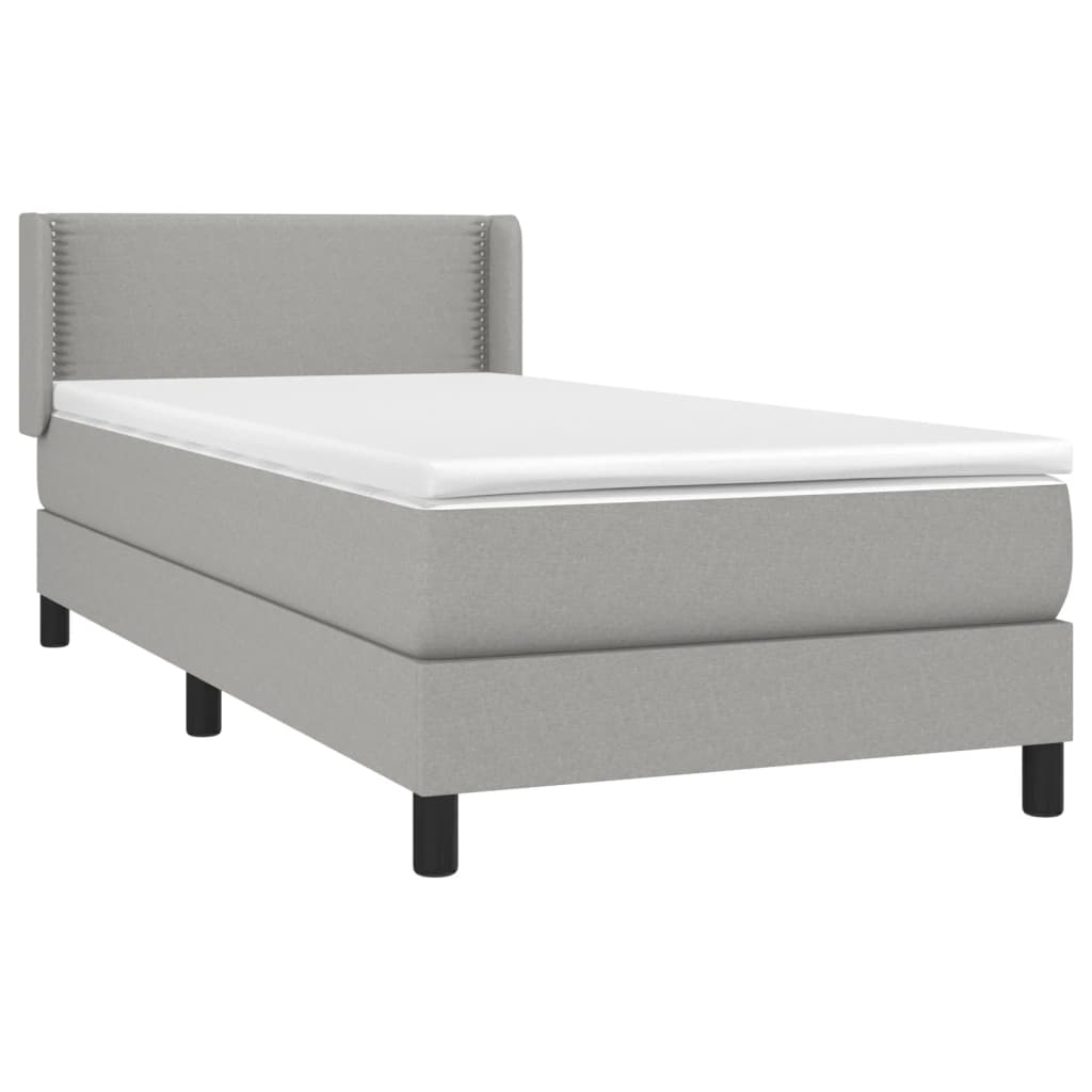 Κρεβάτι Boxspring με Στρώμα Ανοιχτό Γκρι 80x200 εκ. Υφασμάτινο - Pakobazaar