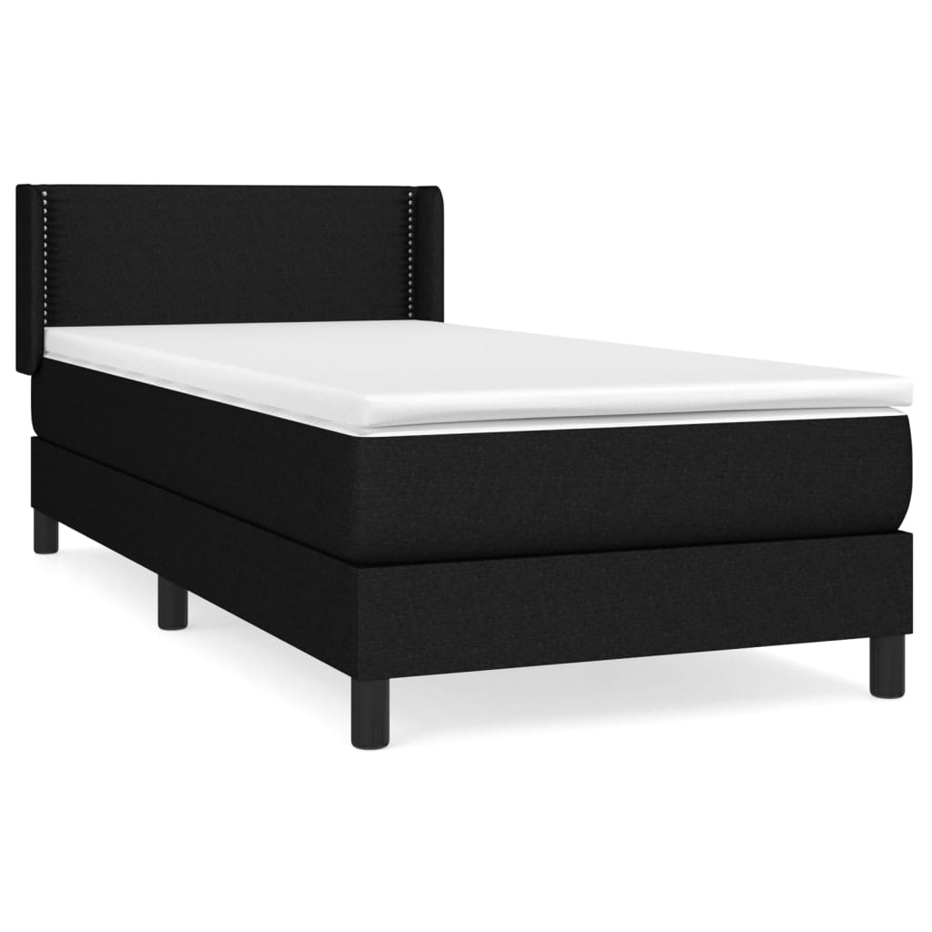 Κρεβάτι Boxspring με Στρώμα Μαύρο 90x190 εκ.Υφασμάτινο