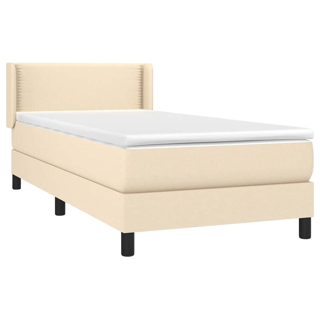 Κρεβάτι Boxspring με Στρώμα Κρεμ 90x190 εκ.Υφασμάτινο