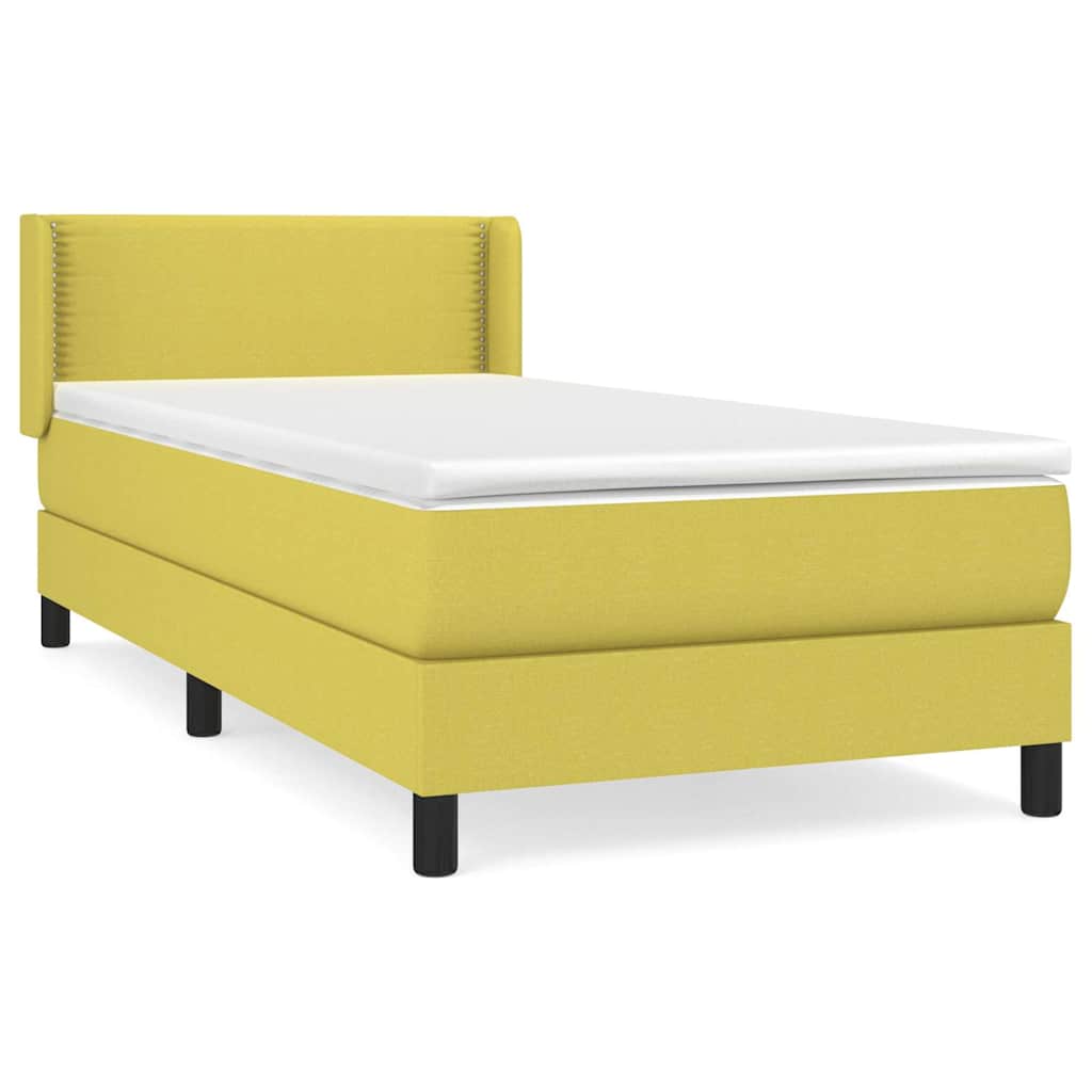 Κρεβάτι Boxspring με Στρώμα Πράσινο 90x200 εκ. Υφασμάτινο