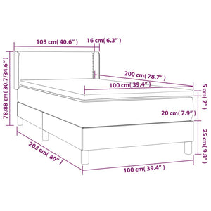 Κρεβάτι Boxspring με Στρώμα Μπλε 100 x 200 εκ. Υφασμάτινο