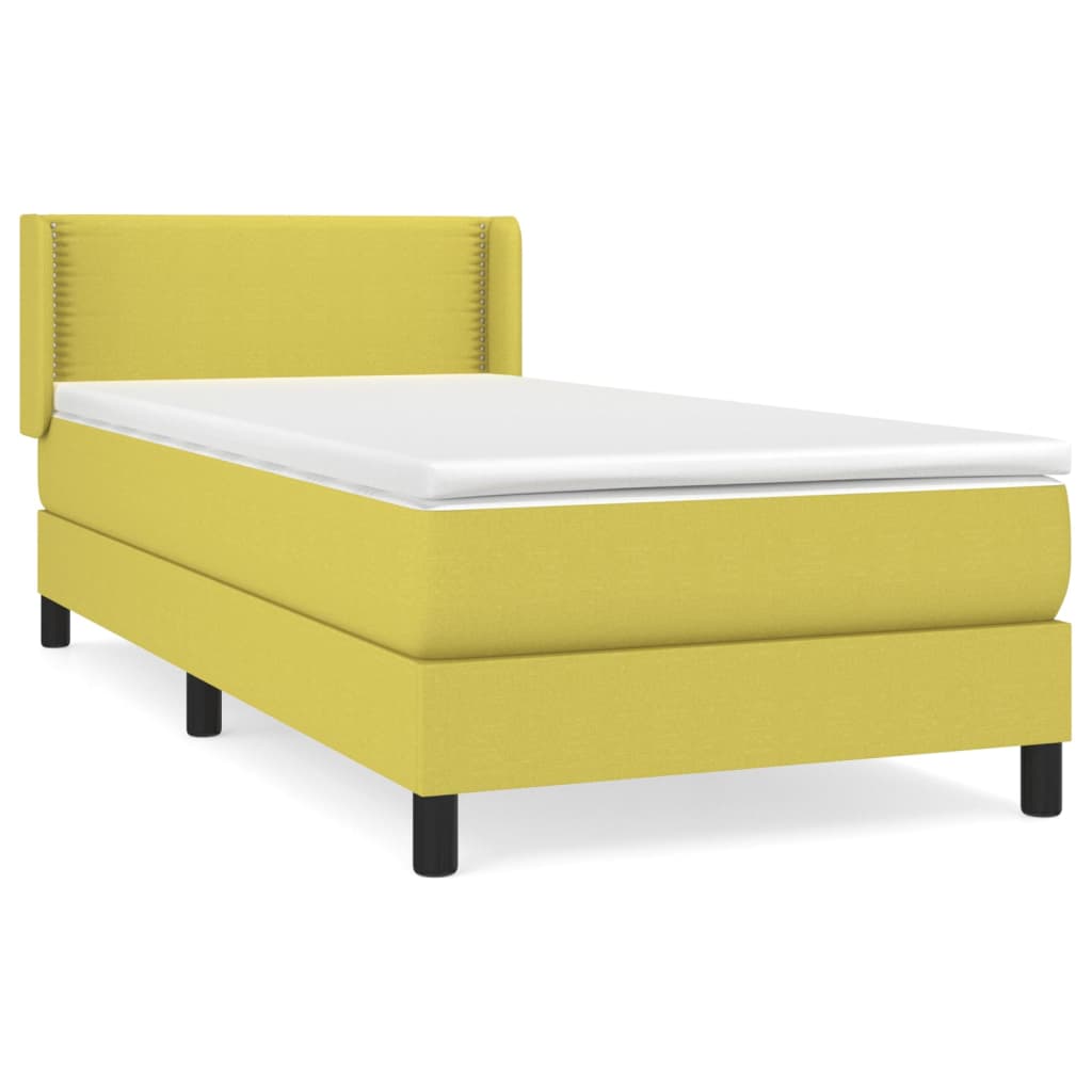 Κρεβάτι Boxspring με Στρώμα Πράσινο 100 x 200 εκ. Υφασμάτινο - Pakobazaar