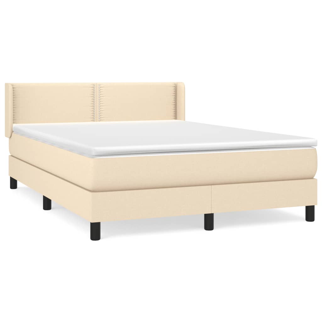 Κρεβάτι Boxspring με Στρώμα Κρεμ 140x190 εκ. Υφασμάτινο - Pakobazaar