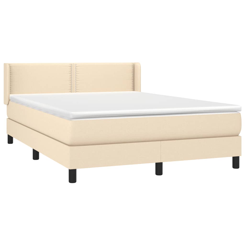 Κρεβάτι Boxspring με Στρώμα Κρεμ 140x190 εκ. Υφασμάτινο - Pakobazaar