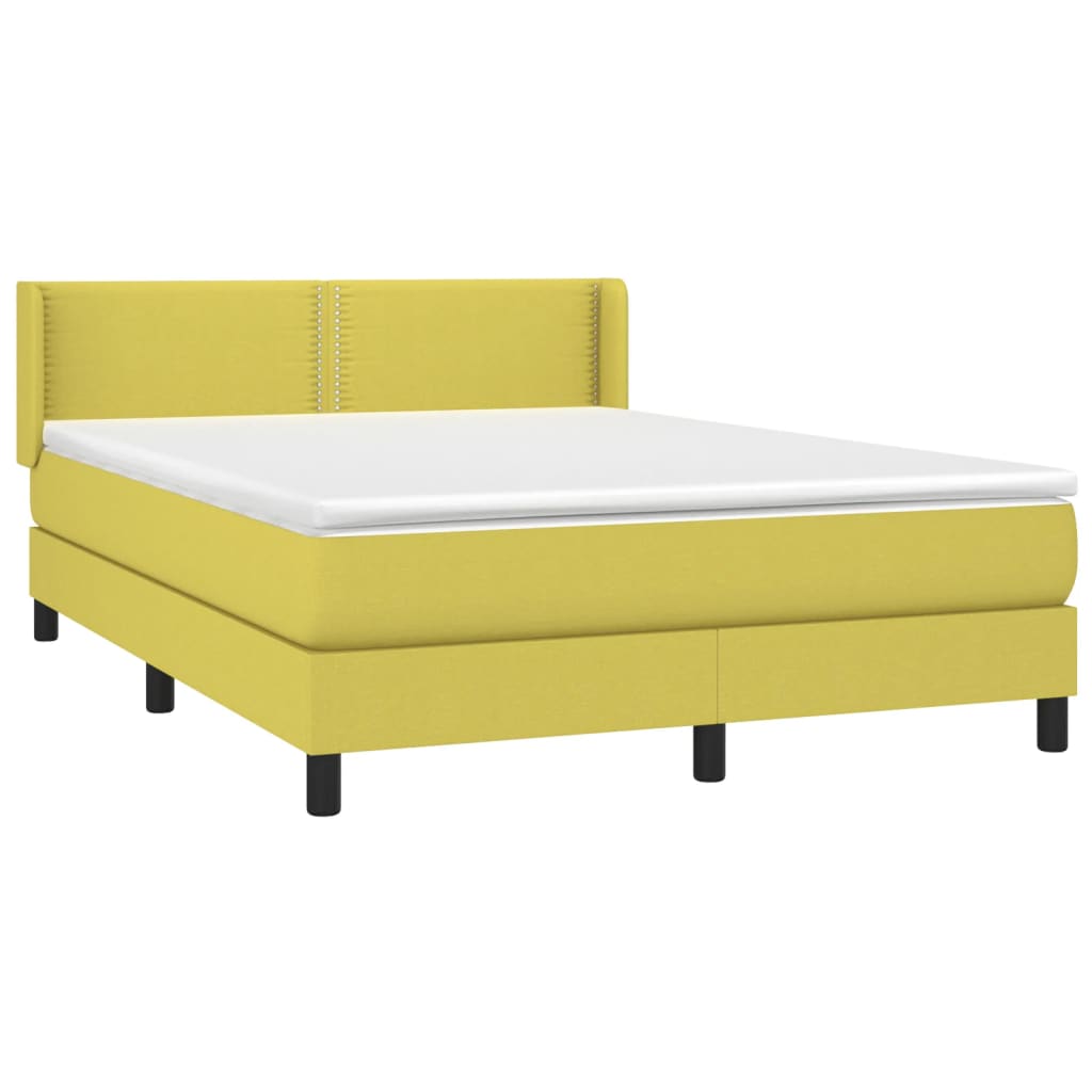 Κρεβάτι Boxspring με Στρώμα Πράσινο 140x190 εκ. Υφασμάτινο