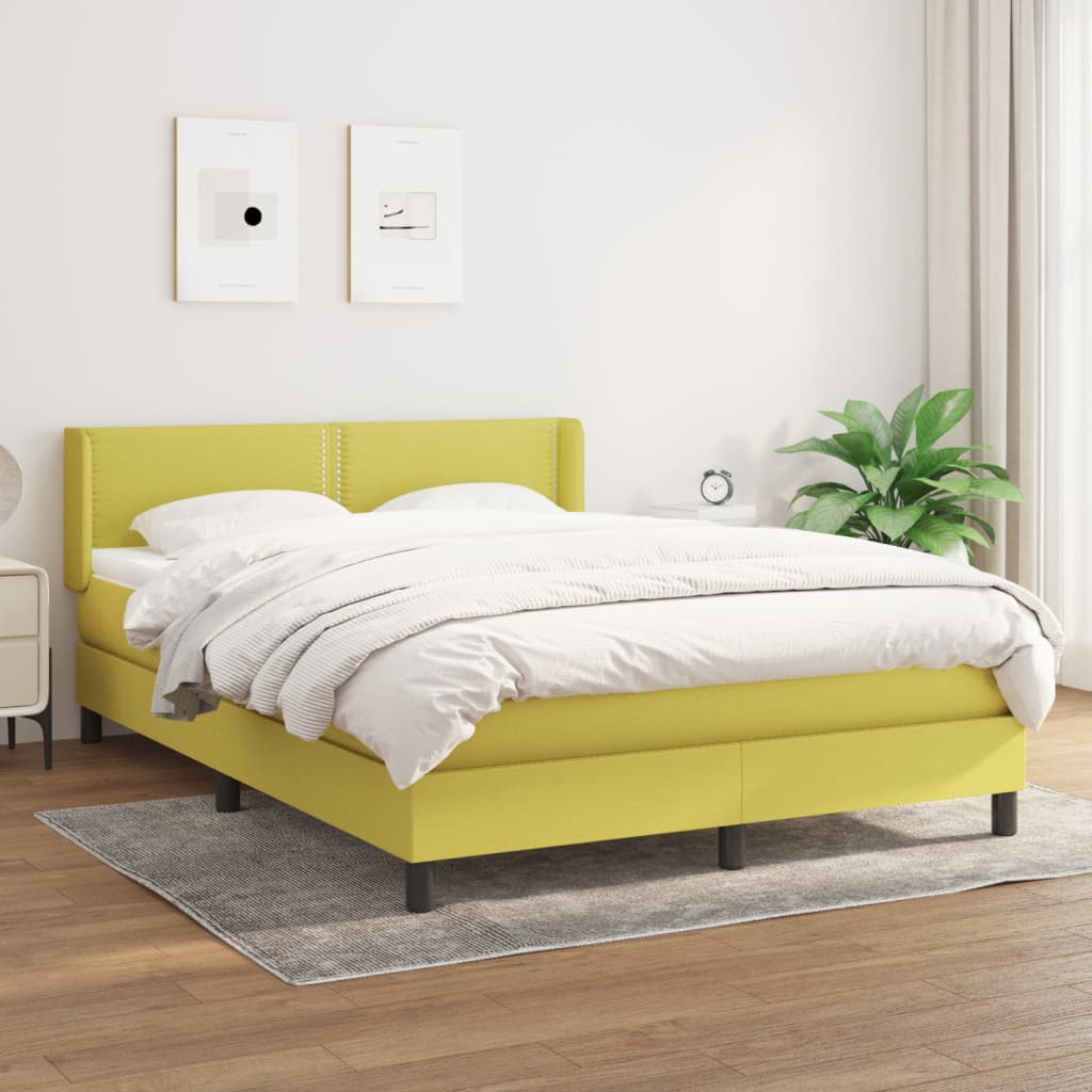 Κρεβάτι Boxspring με Στρώμα Πράσινο 140x190 εκ. Υφασμάτινο