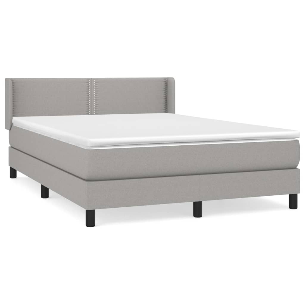 Κρεβάτι Boxspring με Στρώμα Ανοιχτό Γκρι 140x200 εκ. Υφασμάτινο - Pakobazaar