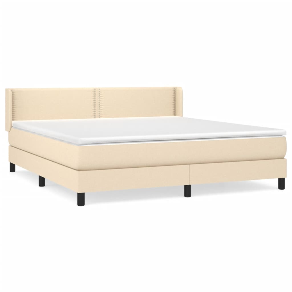 Κρεβάτι Boxspring με Στρώμα Κρεμ 160x200 εκ. Υφασμάτινο