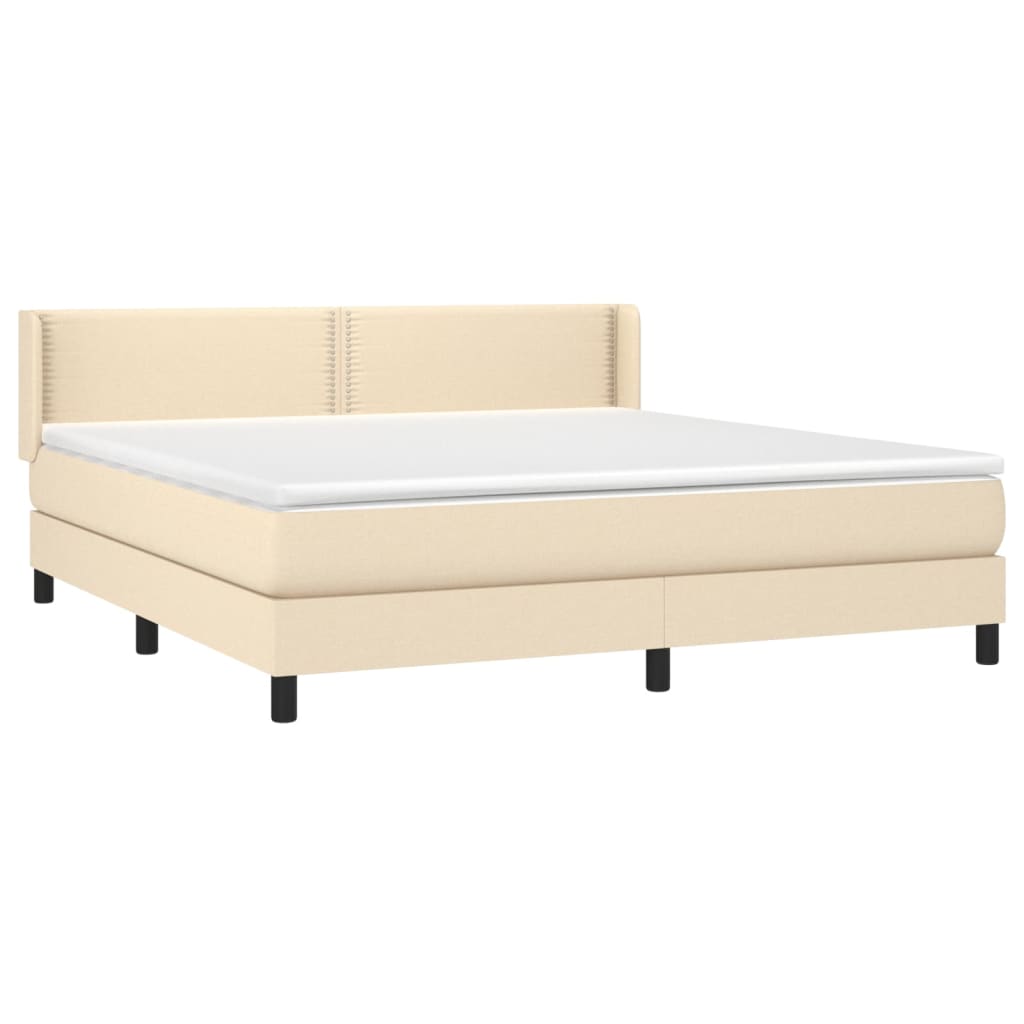 Κρεβάτι Boxspring με Στρώμα Κρεμ 160x200 εκ. Υφασμάτινο