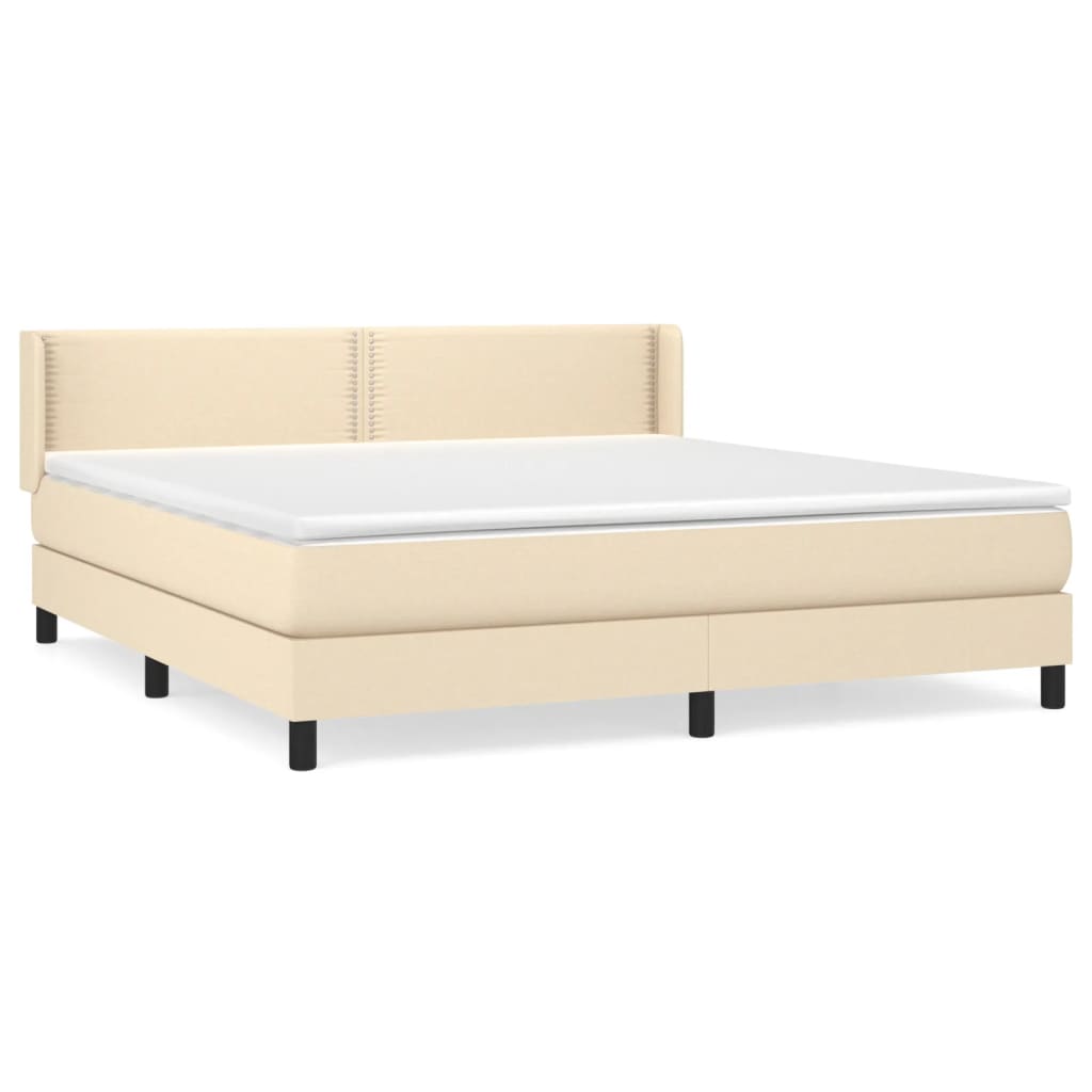 Κρεβάτι Boxspring με Στρώμα Κρεμ 180x200 εκ. Υφασμάτινο