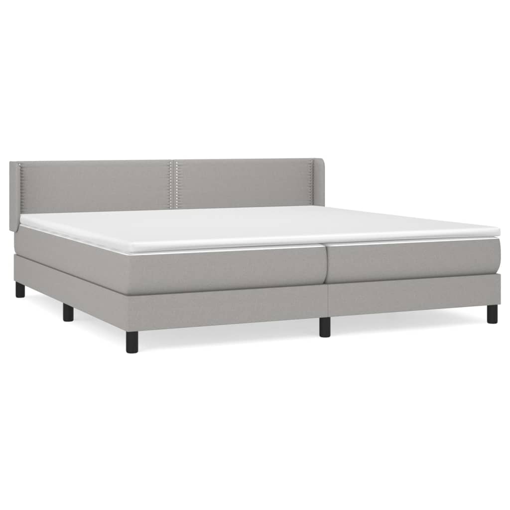 Κρεβάτι Boxspring με Στρώμα Ανοιχτό Γκρι 200x200 εκ. Υφασμάτινο - Pakobazaar