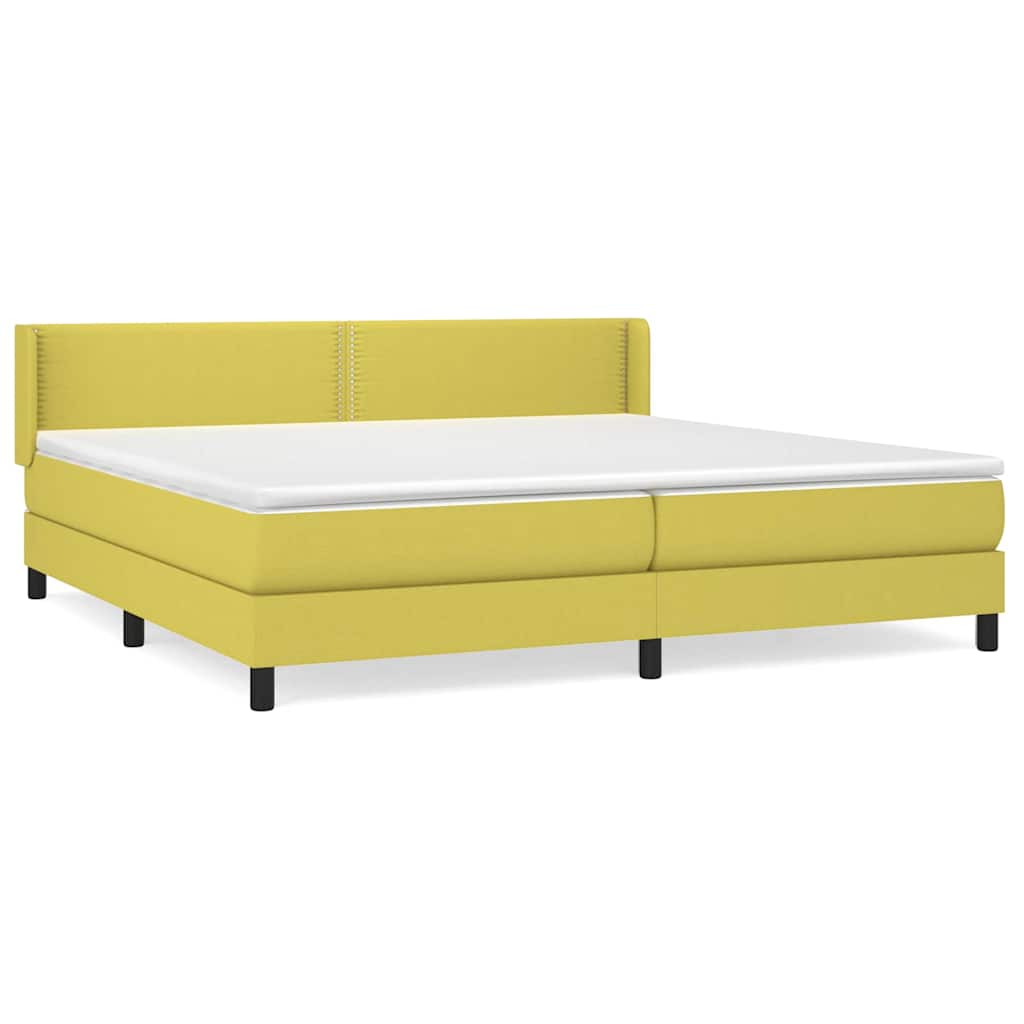 Κρεβάτι Boxspring με Στρώμα Πράσινο 200x200 εκ. Υφασμάτινο - Pakobazaar