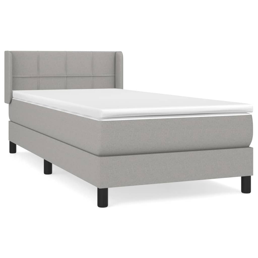 Κρεβάτι Boxspring με Στρώμα Ανοιχτό Γκρι 80x200 εκ. Υφασμάτινο