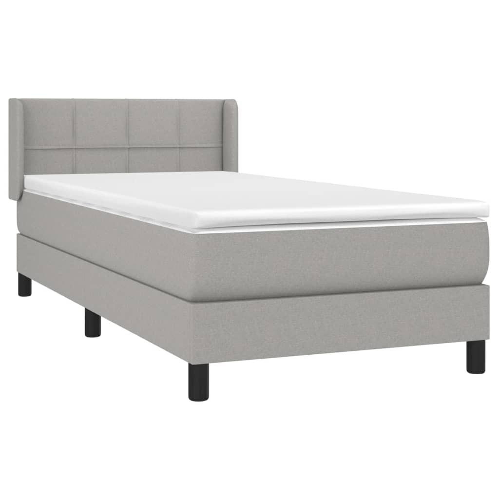 Κρεβάτι Boxspring με Στρώμα Ανοιχτό Γκρι 80x200 εκ. Υφασμάτινο