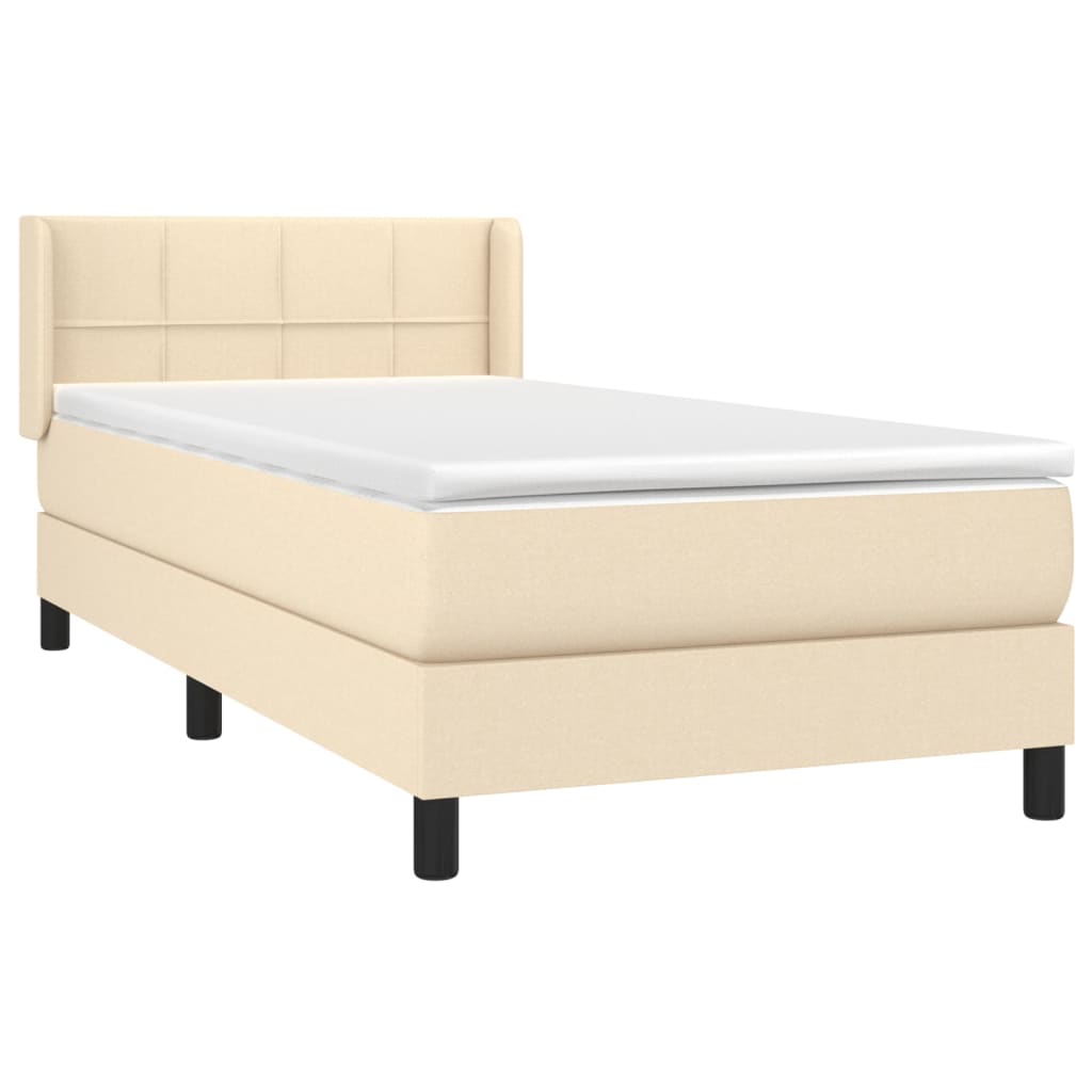 Κρεβάτι Boxspring με Στρώμα Κρεμ 80 x 200 εκ. Υφασμάτινο - Pakobazaar